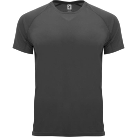 Camiseta negra de piqué de manga corta para hombre, 100% poliéster, 135 g/m2