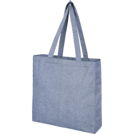 Sac coton recyclé avec soufflet - Bleu chiné