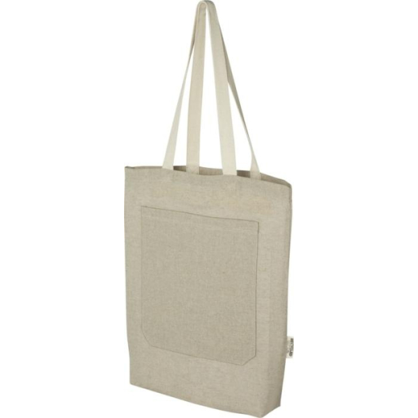 Tote bag en coton recyclé avec une poche avant - écru