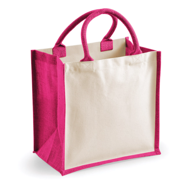 Bolsa de la compra de yute rosa bicolor, fácil de personalizar