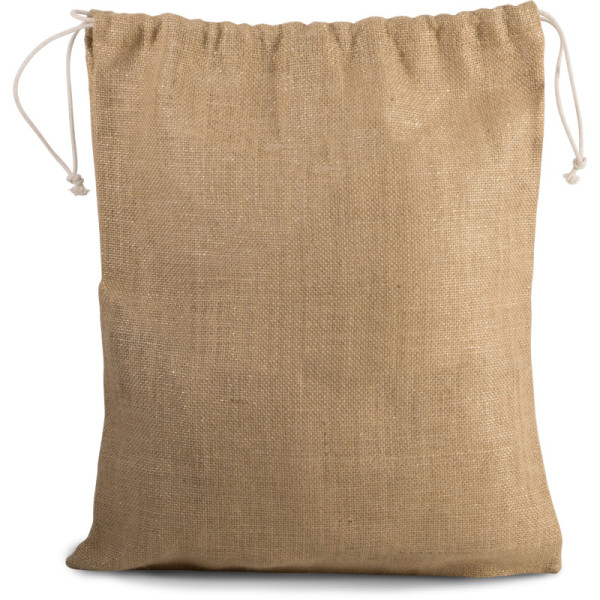 Sac jute & coton 44X38 avec cordelettes personnalisé par Sacpub